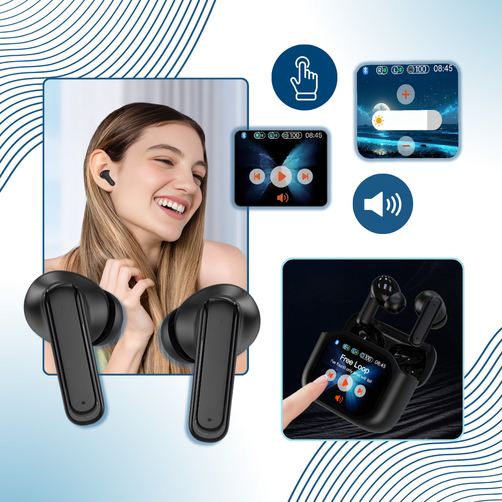 Écouteurs bluetooth à réduction de bruit avec écran tactile - Ozerty