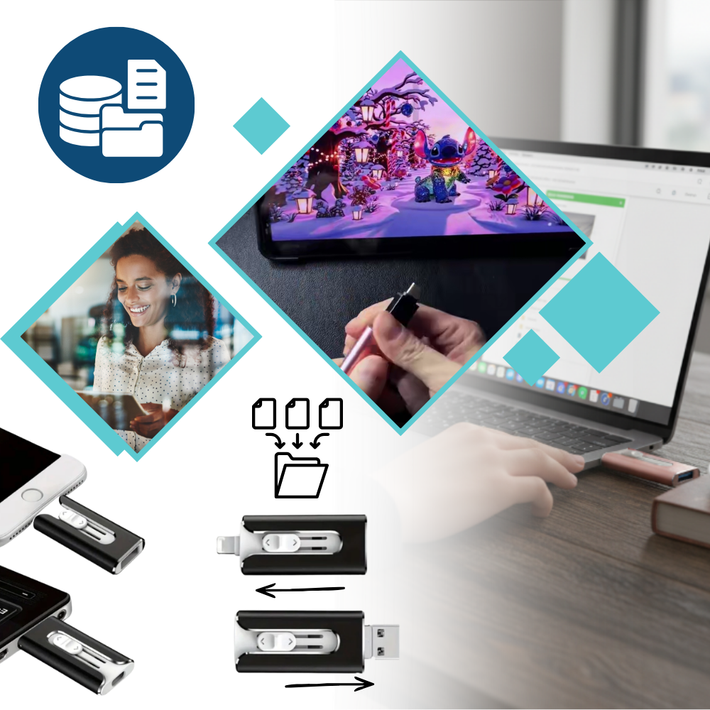 Clé USB 3 en 1 avec transfert rapide de données - Ozerty