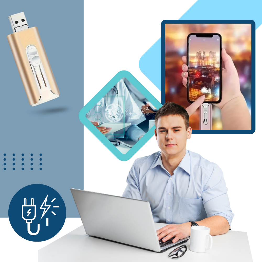 Clé USB 3 en 1 avec transfert rapide de données - Ozerty