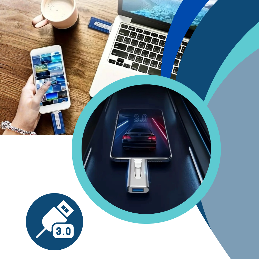 Clé USB 3 en 1 avec transfert rapide de données - Ozerty