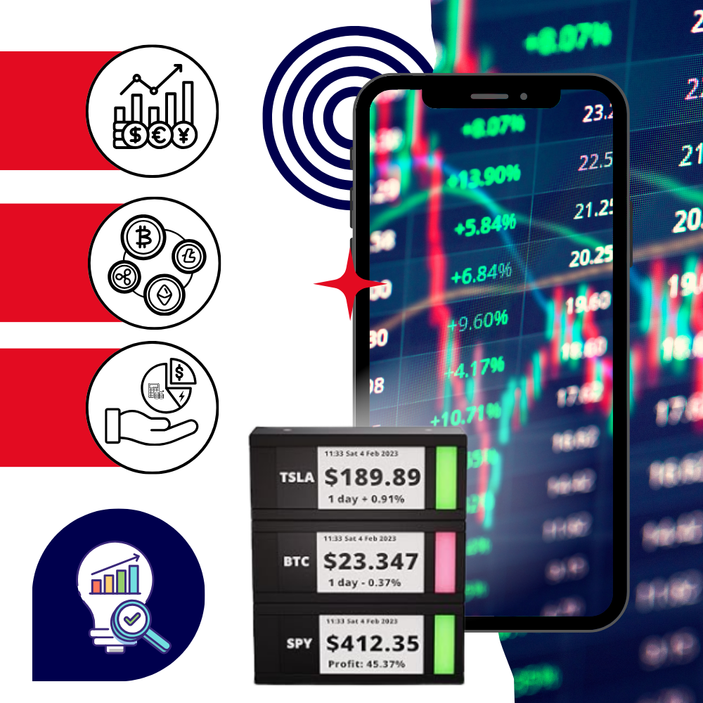Afficheur bourse et crypto en direct avec design empilable  - Ozerty