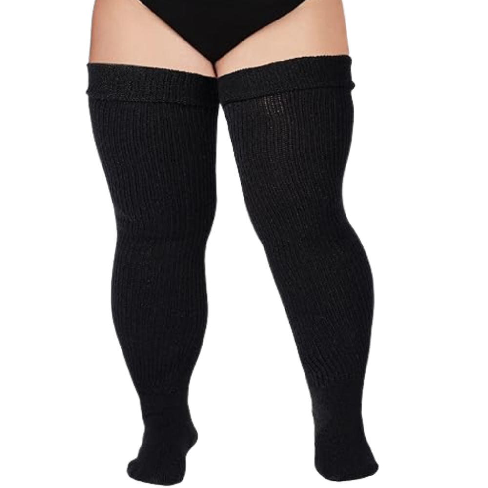 Chaussettes cuissardes renforcées pour femmes -Noir - Ozerty