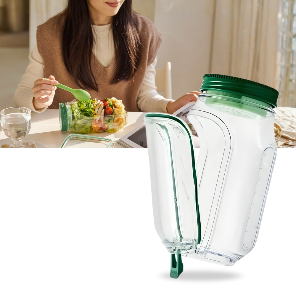 Bocal transparent à salade avec ouverture latérale - Ozerty