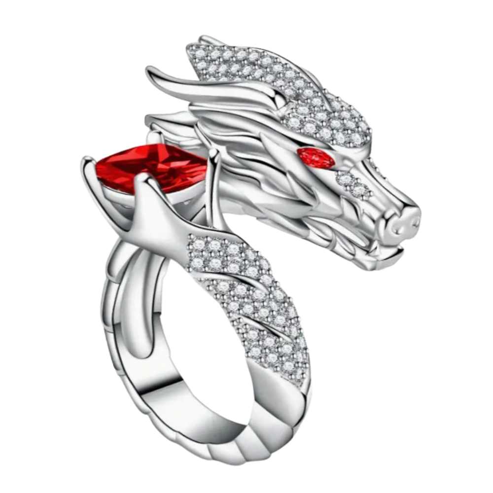 Bague artisanale unique en argent en forme de dragon  - Ozerty