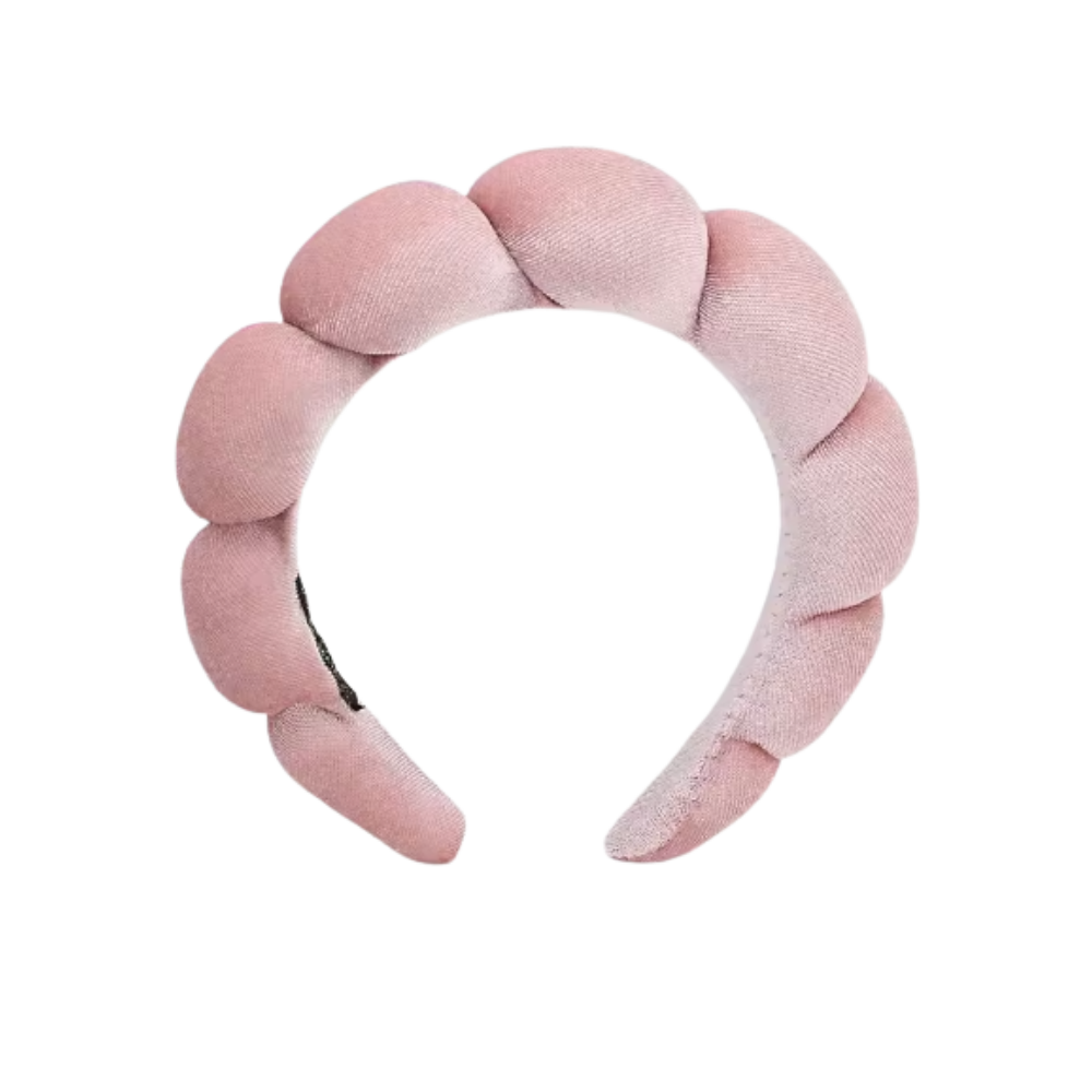 Bandeau en velours rembourré pour les soins de la peau -Rose poudré - Ozerty