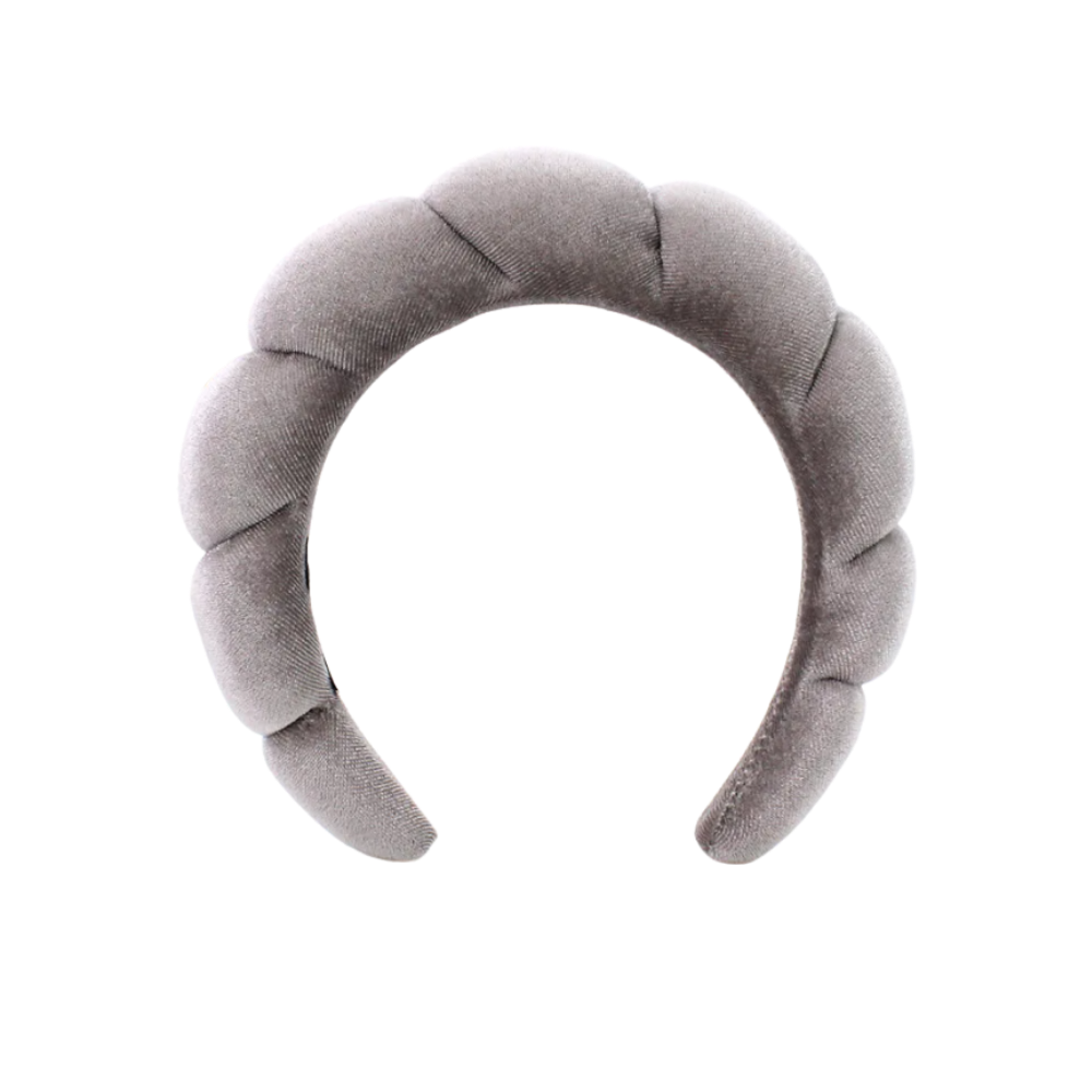 Bandeau en velours rembourré pour les soins de la peau -Gris - Ozerty