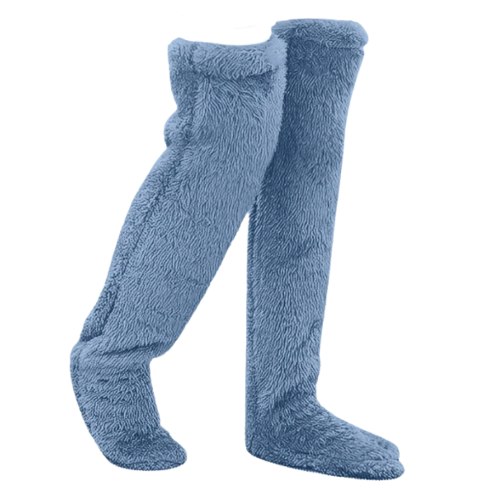 Chaussettes chauffantes longues et moelleuses -Bleu - Ozerty