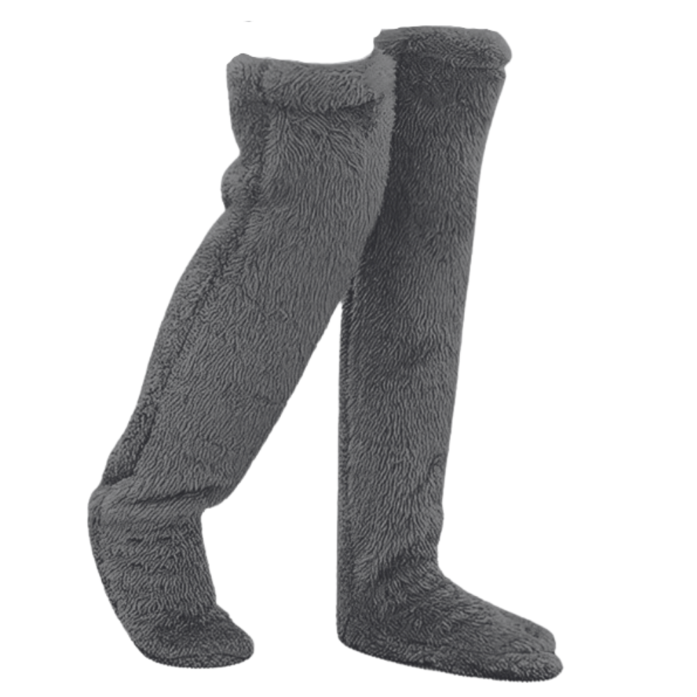 Chaussettes chauffantes longues et moelleuses -Gris foncé - Ozerty