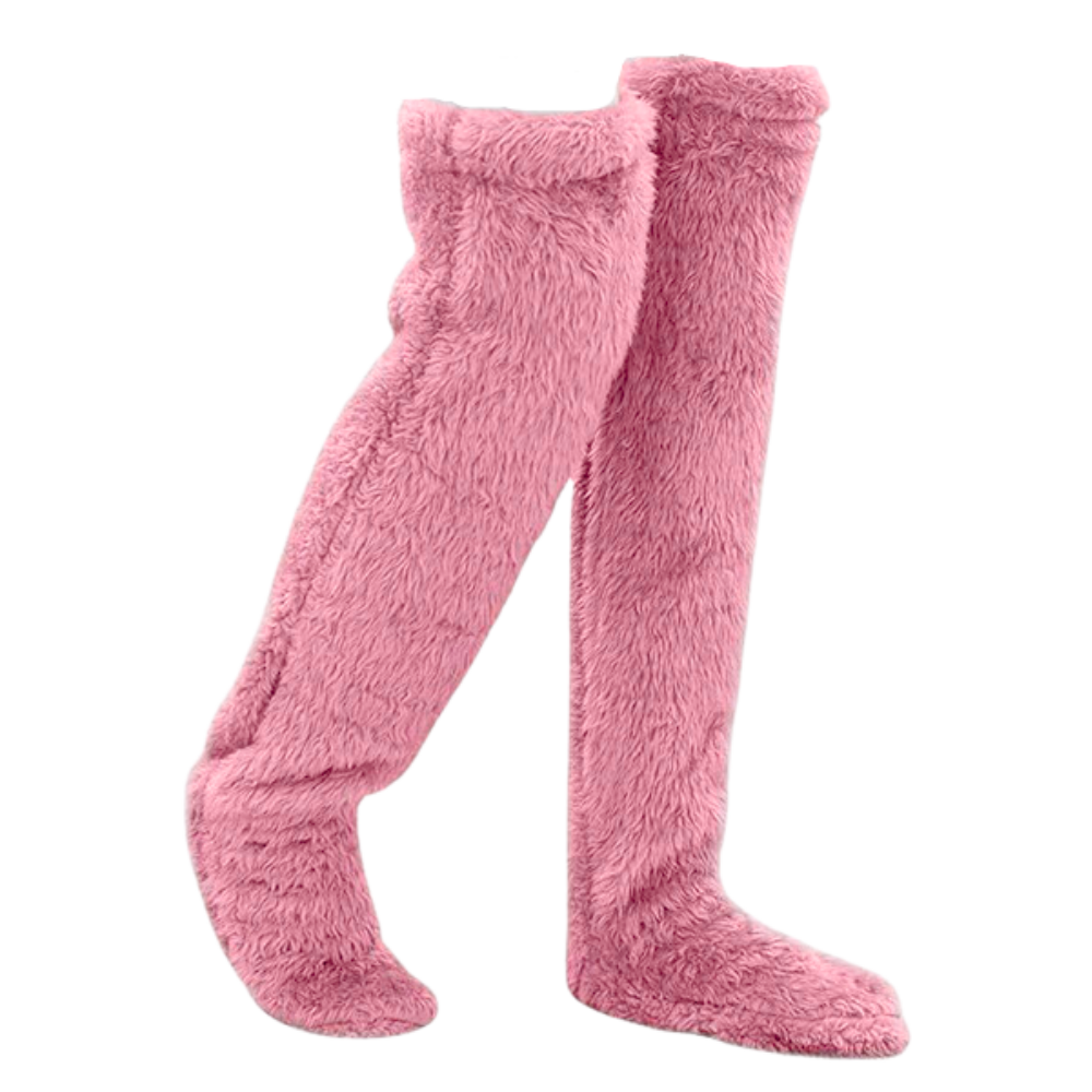 Chaussettes chauffantes longues et moelleuses -Rose - Ozerty