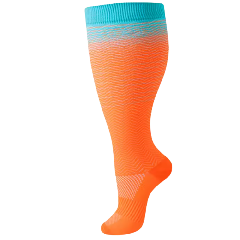 Chaussettes de compression larges et respirantes -Orange et bleu - Ozerty
