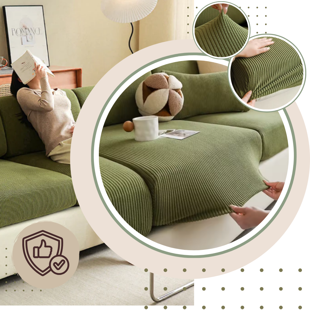 Housse de canapé en velours côtelé infroissable - Ozerty