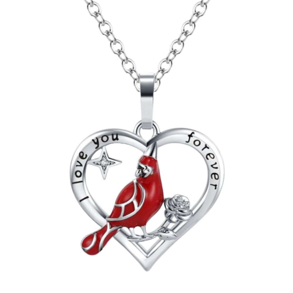 Heart Cardinal Pendant Necklace