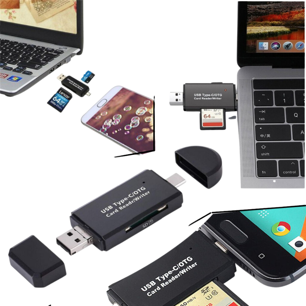 Lecteur de cartes mémoire USB 3-en-1 - Ozerty