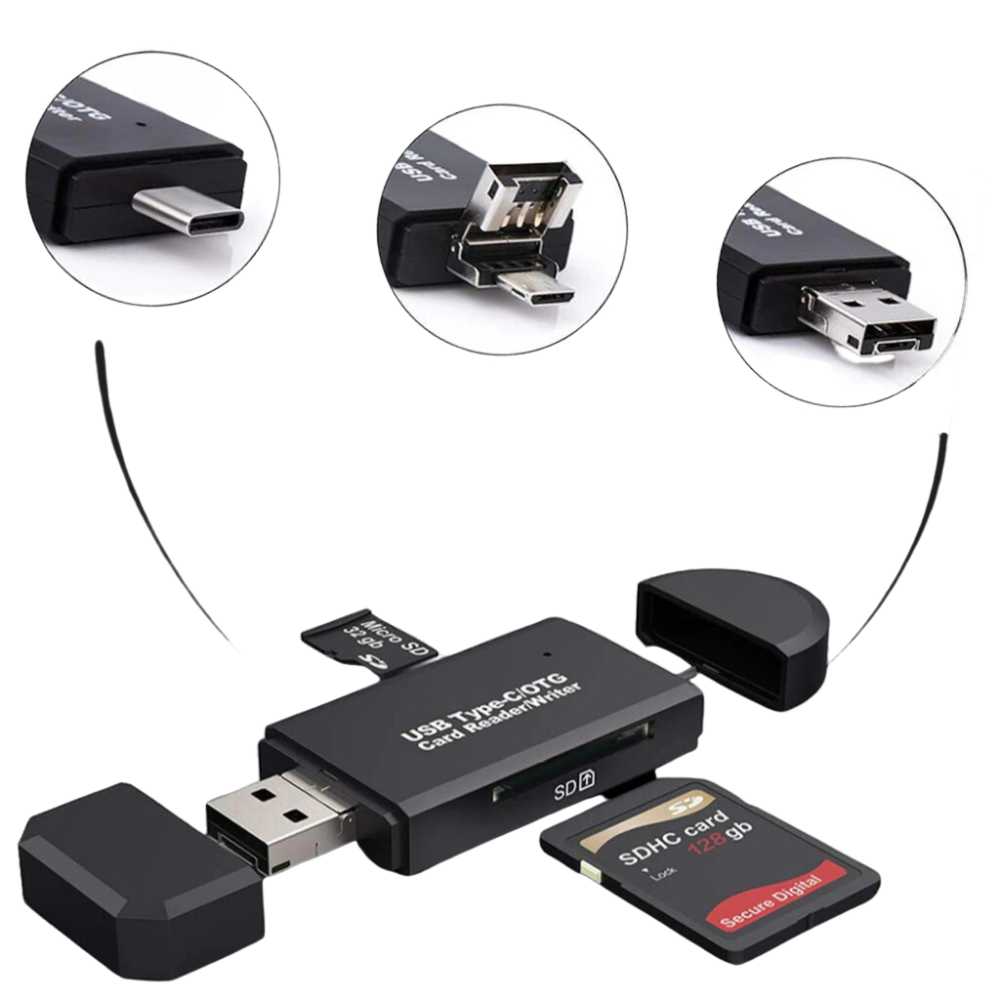 Lecteur de cartes mémoire USB 3-en-1 - Ozerty