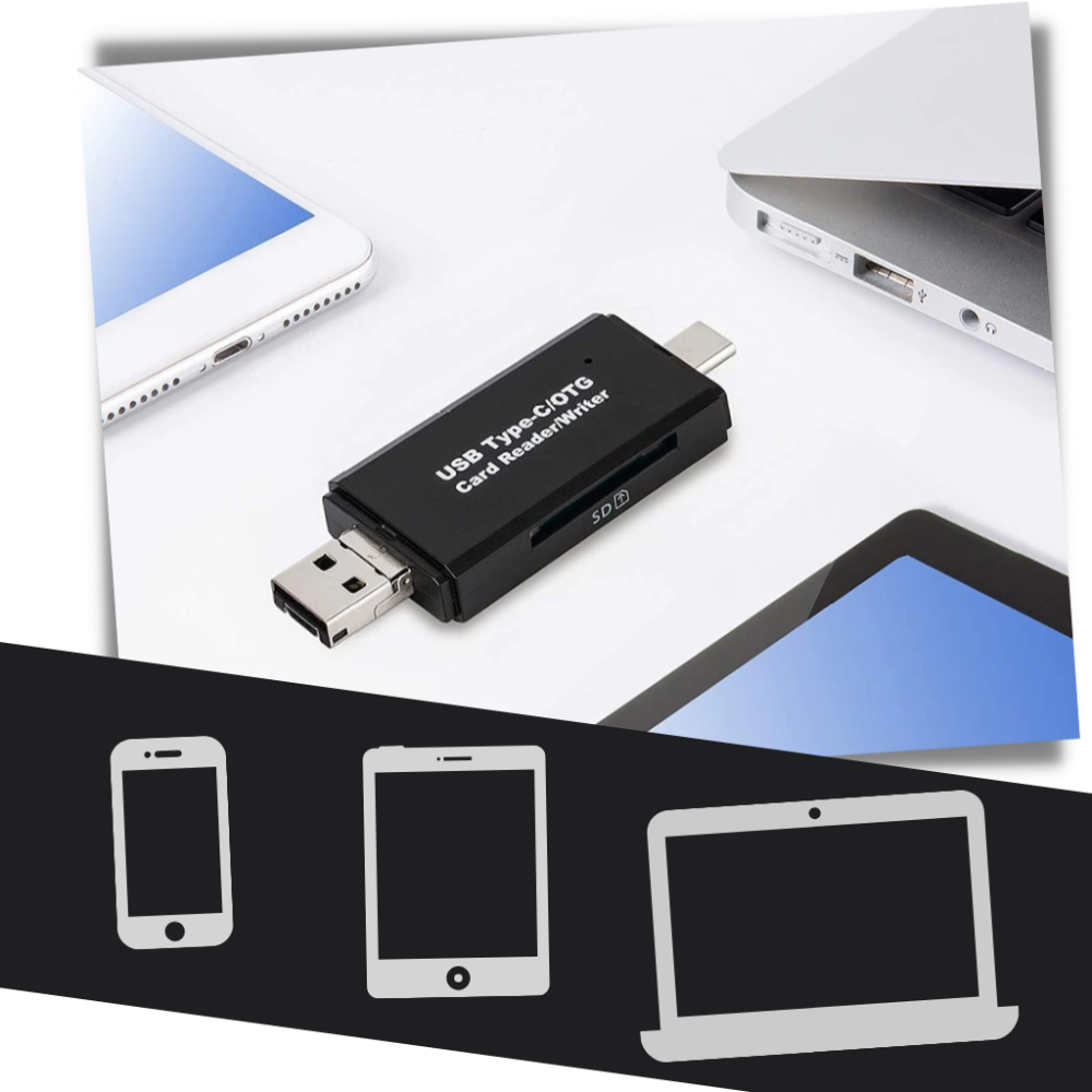 Lecteur de cartes mémoire USB 3-en-1 - Ozerty