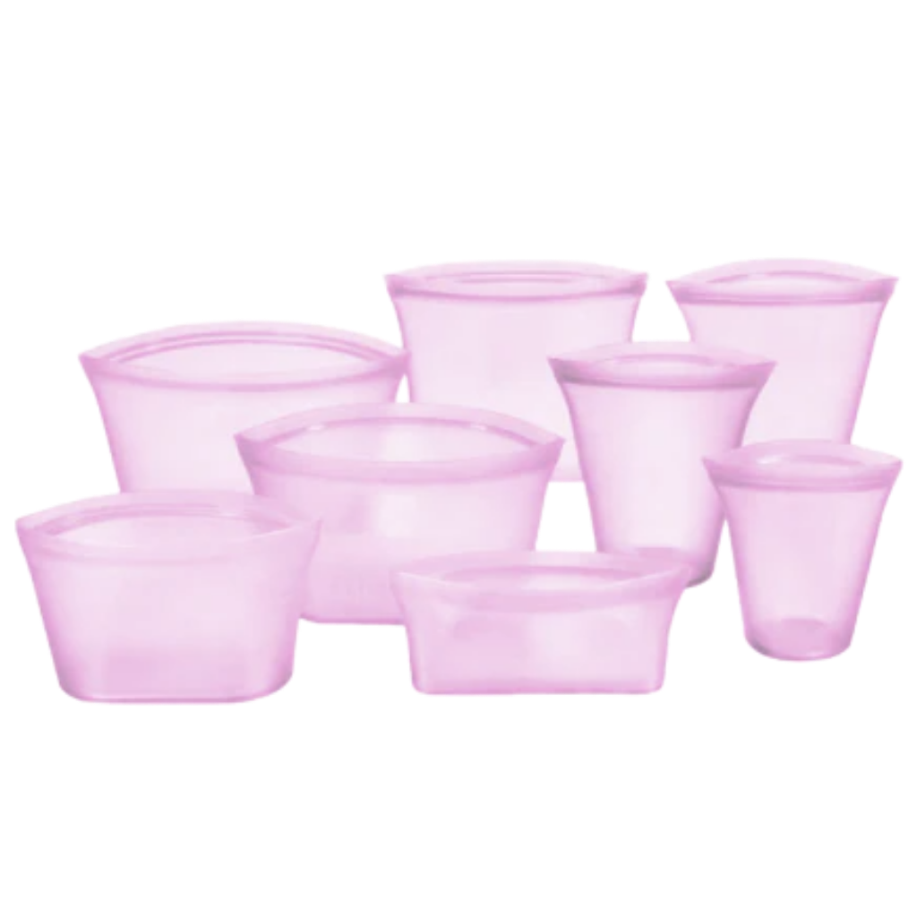 Lot de 8 sacs réutilisables en silicone pour aliments -Rose/   - Ozerty