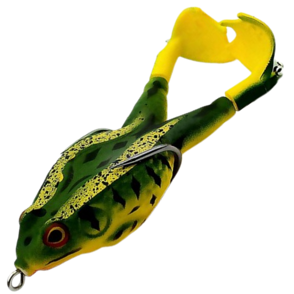 Leurre de pêche en silicone en forme de grenouille  -Rayures jaunes/   - Ozerty
