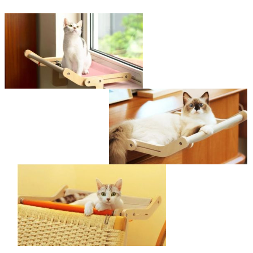 Perchoir de fenêtre en bois pour chat - Ozerty