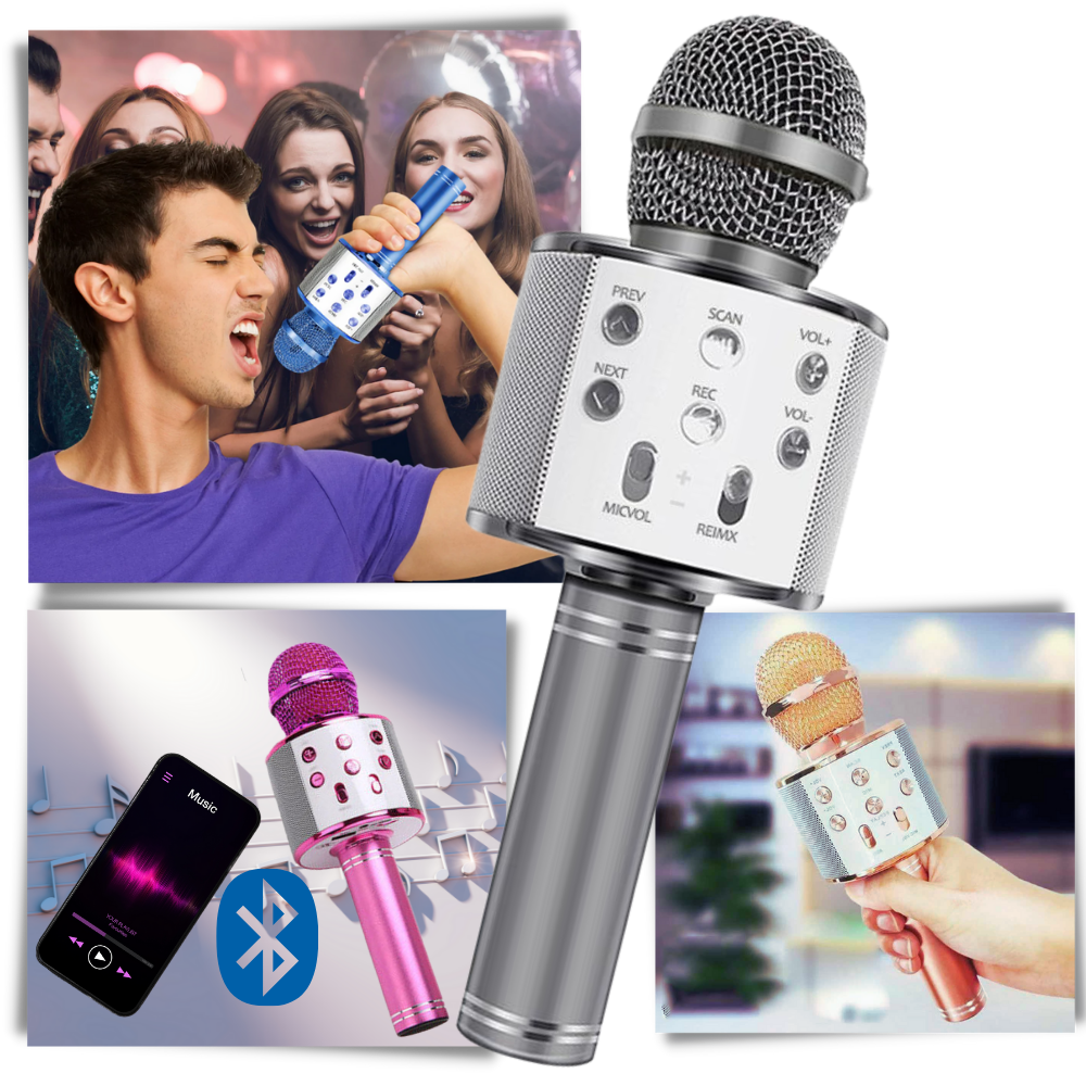 Microphone karaoké Bluetooth sans fil - Ozerty