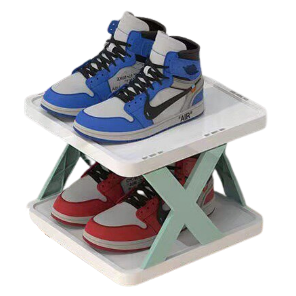 Rangement pour chaussures à plusieurs niveaux -Bleu/2 couches - Ozerty