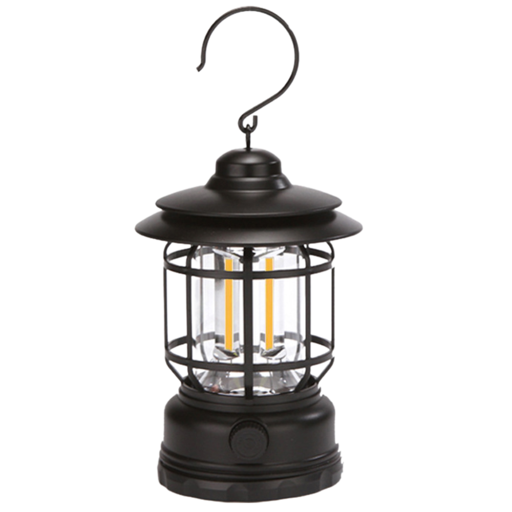 Lanterne de camping rétro à LED -Noir/Rechargeable - Ozerty