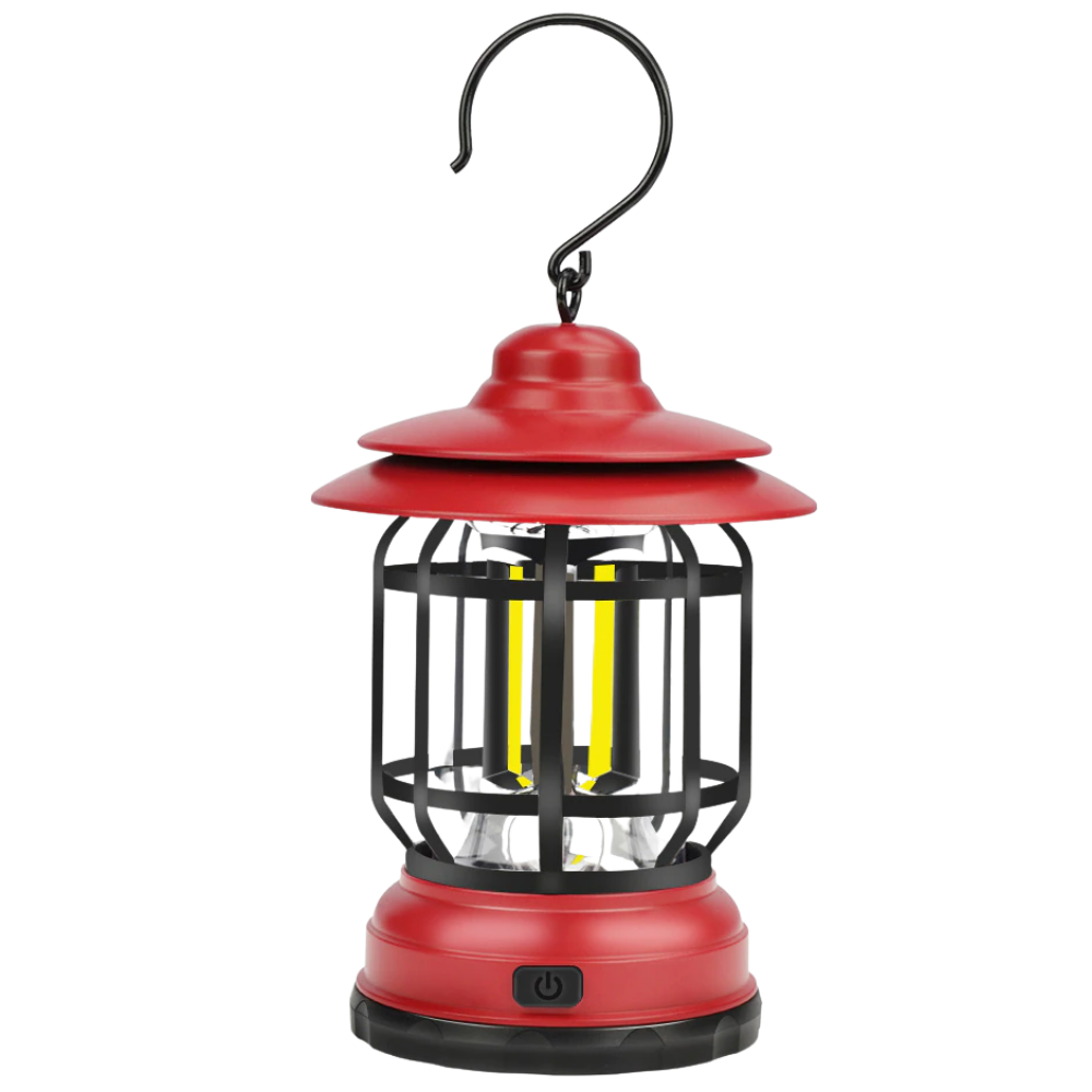 Lanterne de camping rétro à LED -Rouge/Batterie - Ozerty