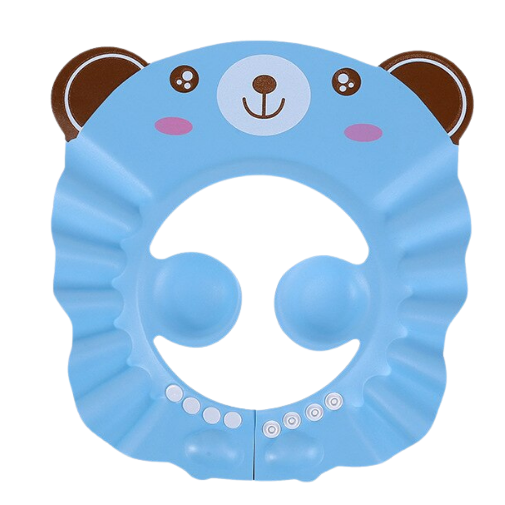 Bonnet de douche et protège-oreilles pour enfants -Bleu/Ours - Ozerty