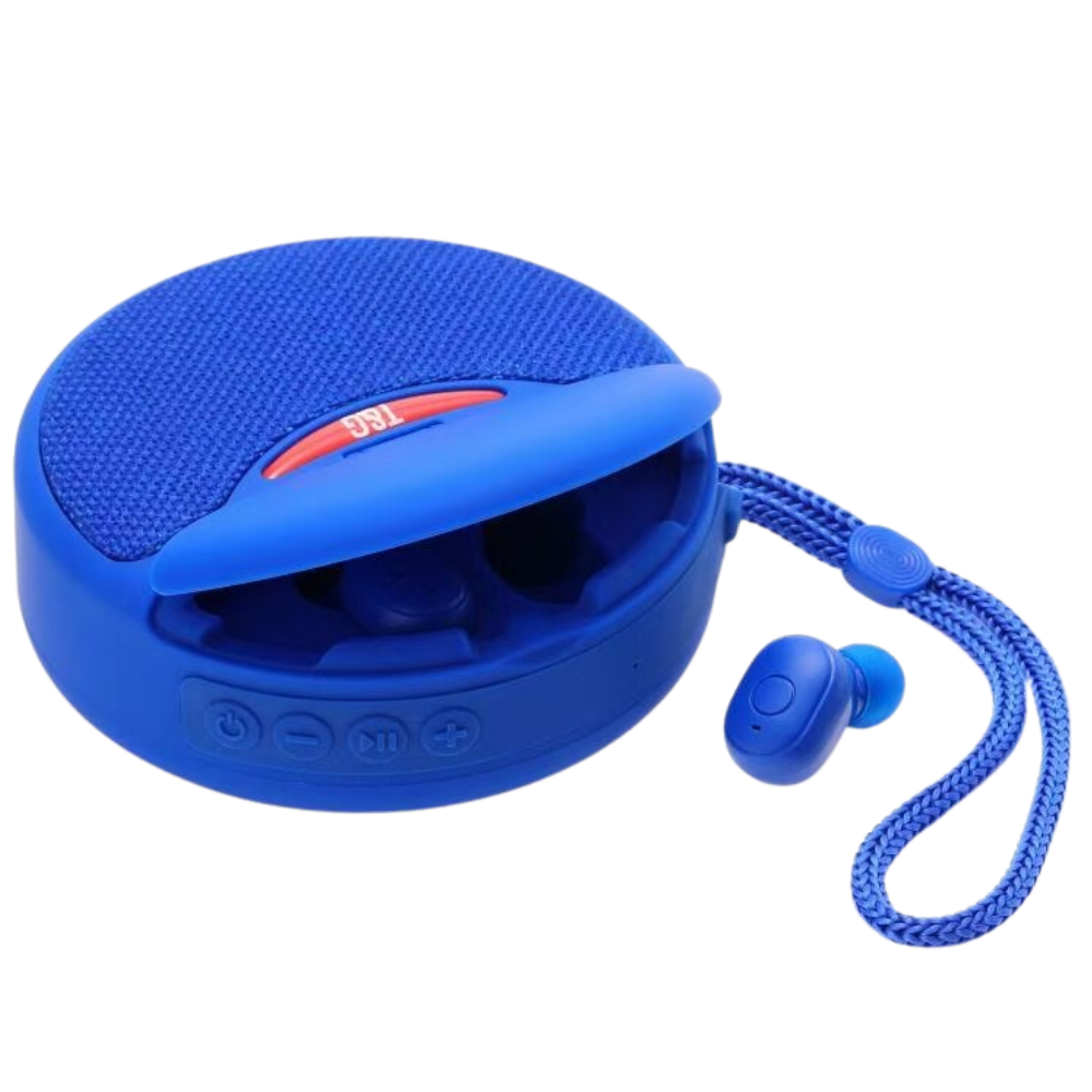 Haut-parleur bluetooth sans fil avec oreillettes -Bleu/   - Ozerty