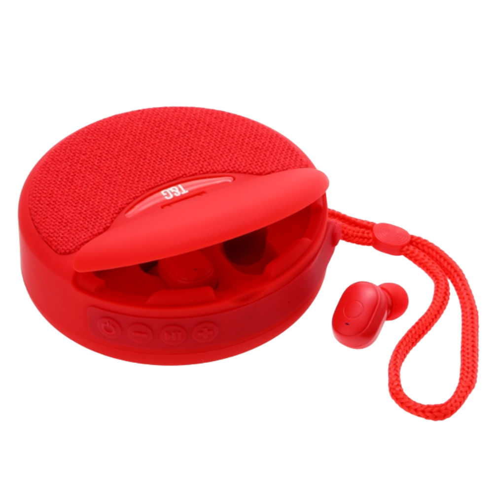 Haut-parleur bluetooth sans fil avec oreillettes -Rouge/   - Ozerty