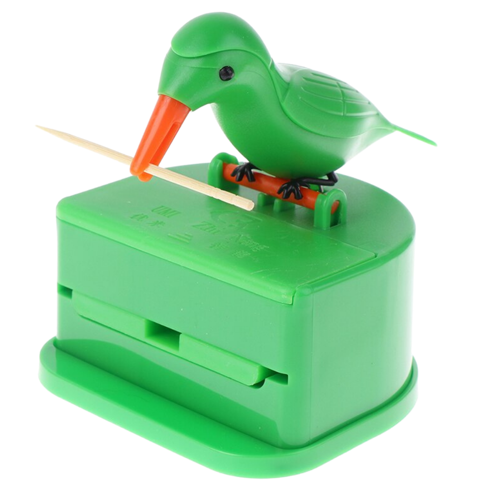 Boîte distributrice de cure-dents motif oiseau -Vert total/   - Ozerty