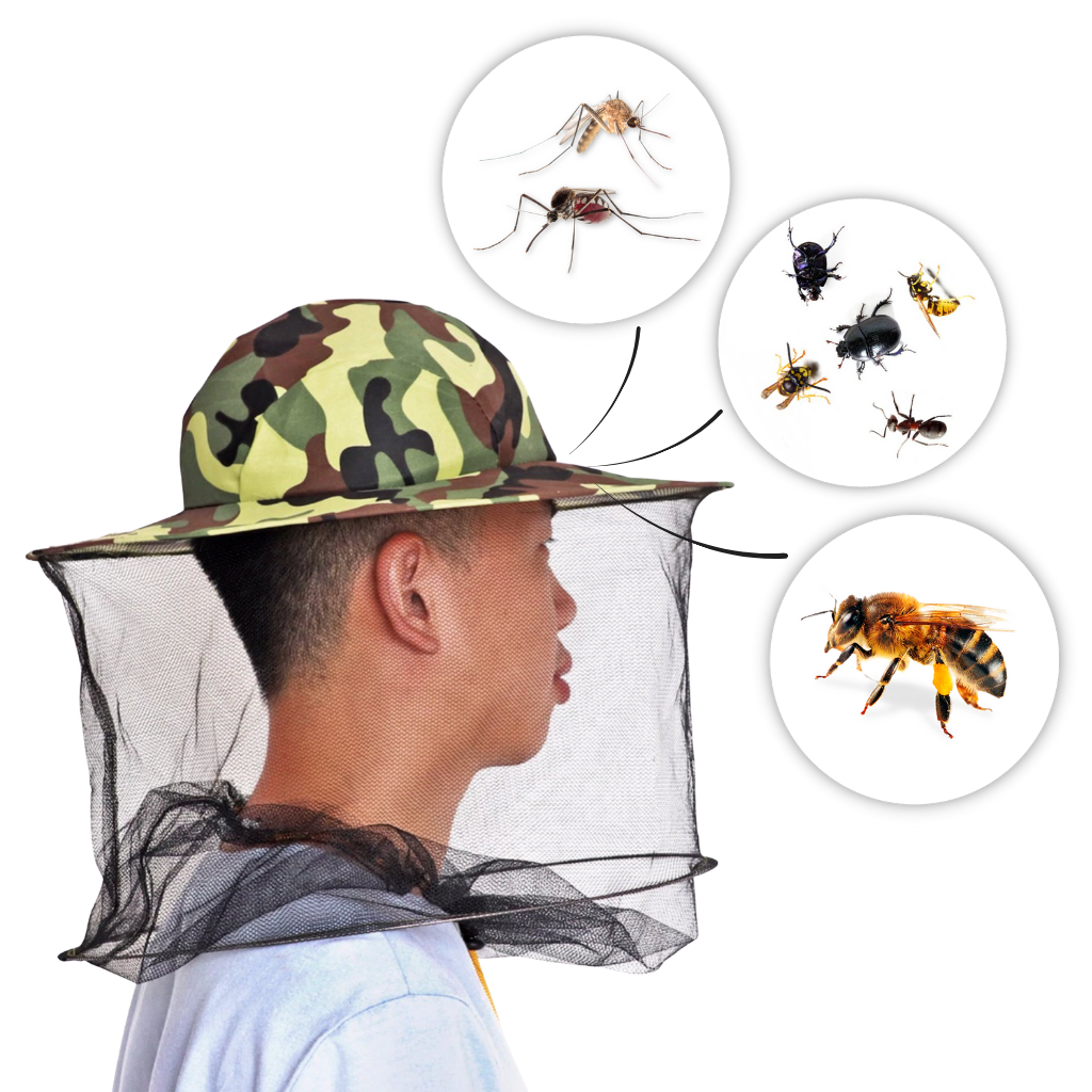 Chapeau de camouflage d'apiculture avec voile en maille de nylon