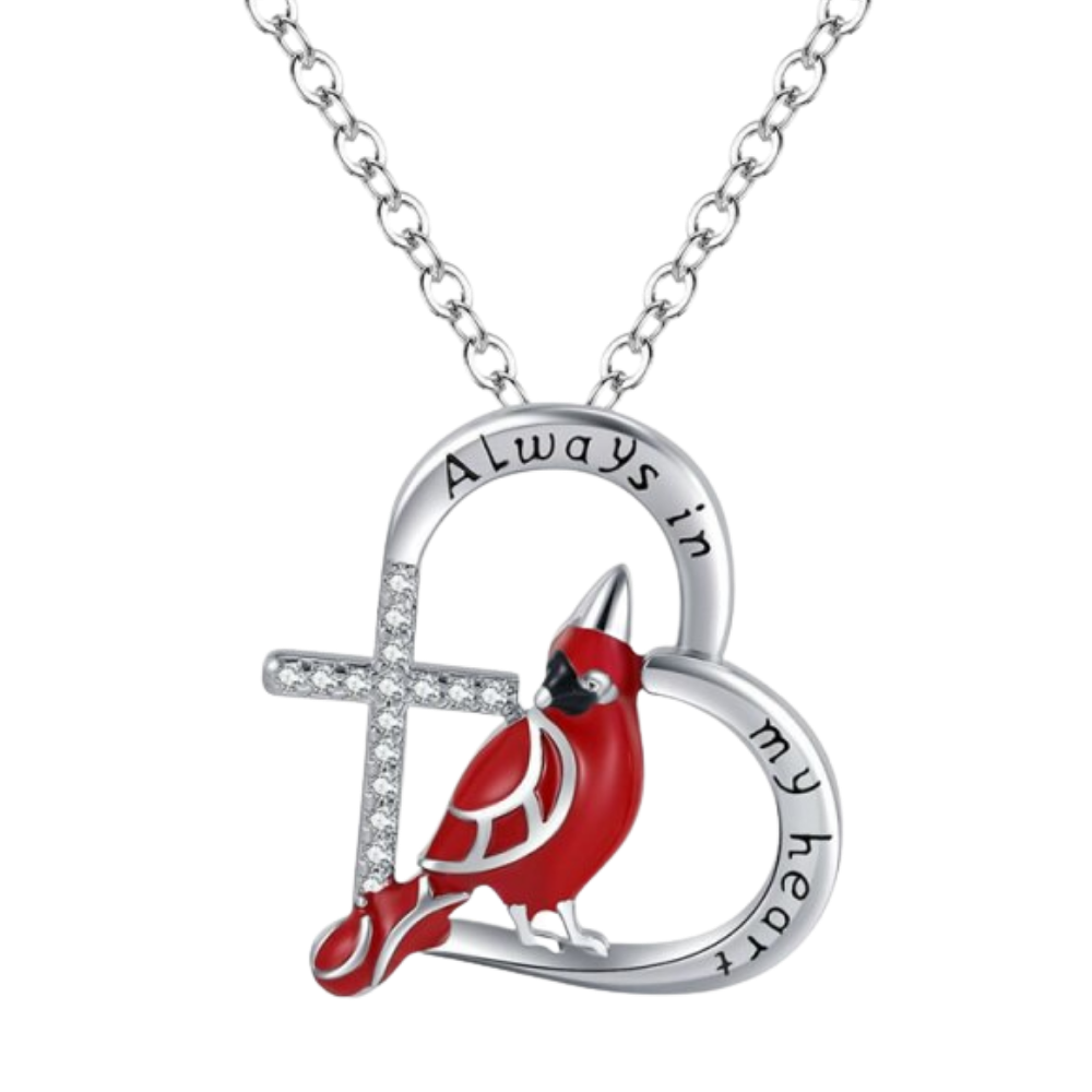 Heart Cardinal Pendant Necklace
