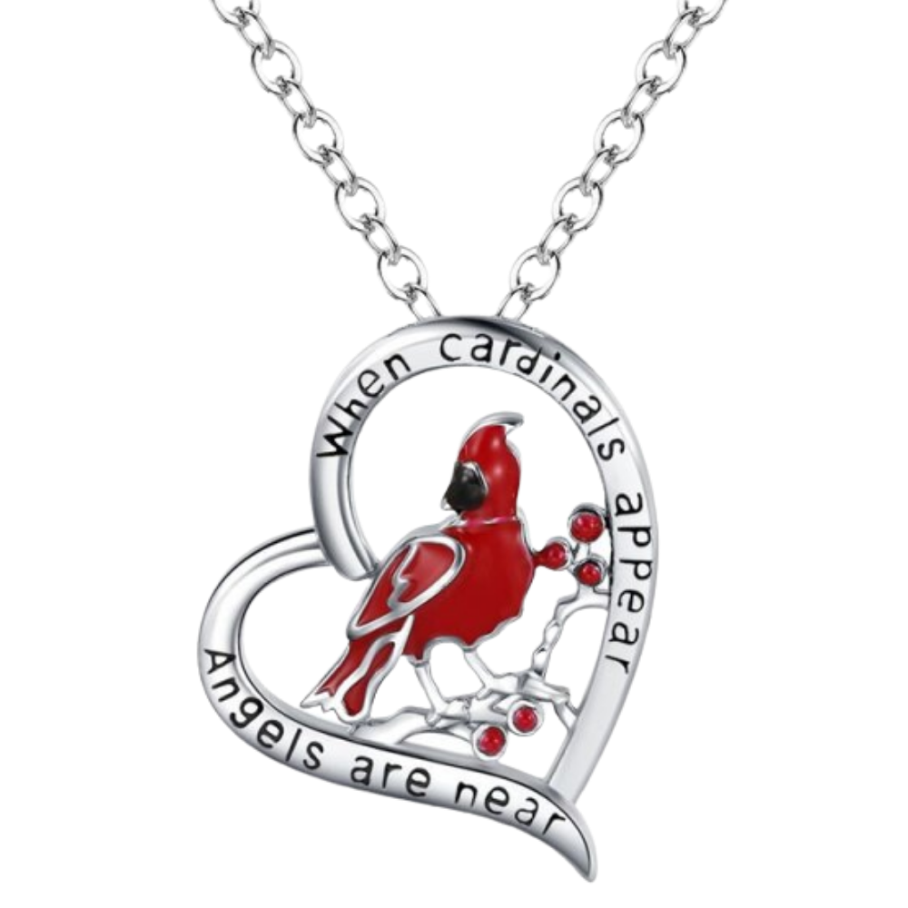 Collier à pendentif de cardinal en forme de cœur