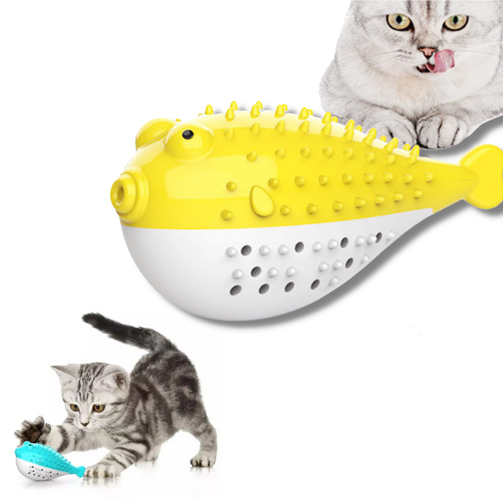Brosse à dents rechargeable pour chats en forme de poisson - Ozerty