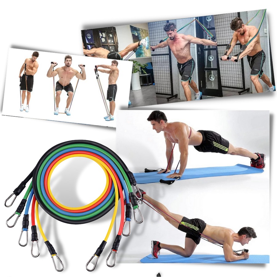 Ensemble complet de bandes de résistance fitness (11 pièces)