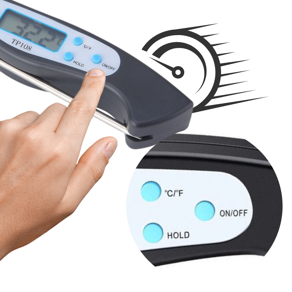 Thermomètre alimentaire numérique pliable à lecture instantanée - Ozerty