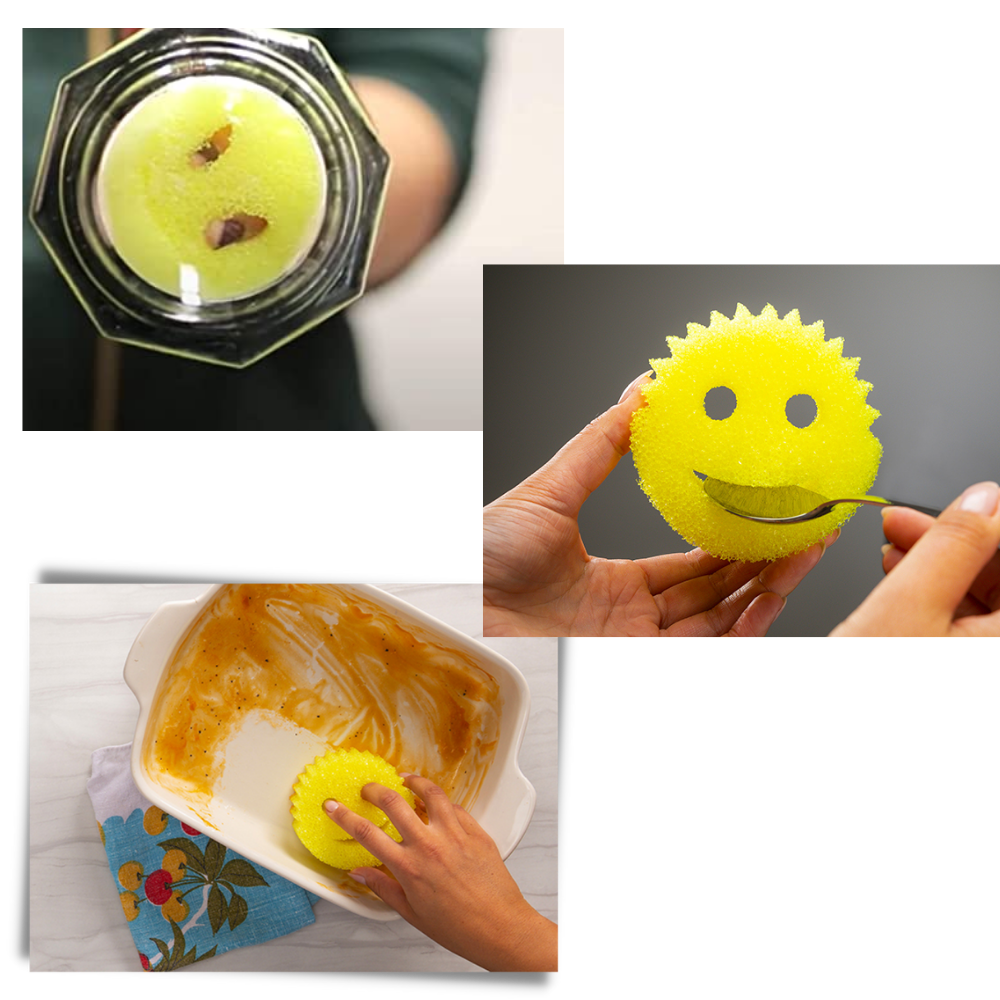 Éponge à vaisselle magique en forme de smiley - Ozerty