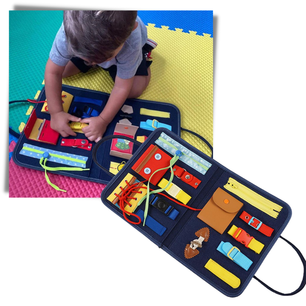 Jouet Montessori - Busy Board Montessori - Bleu - Tableau d'activité pour enfant Jouet Montessori - Busy Board Montessori - Bleu - Tableau d'activité pour enfant