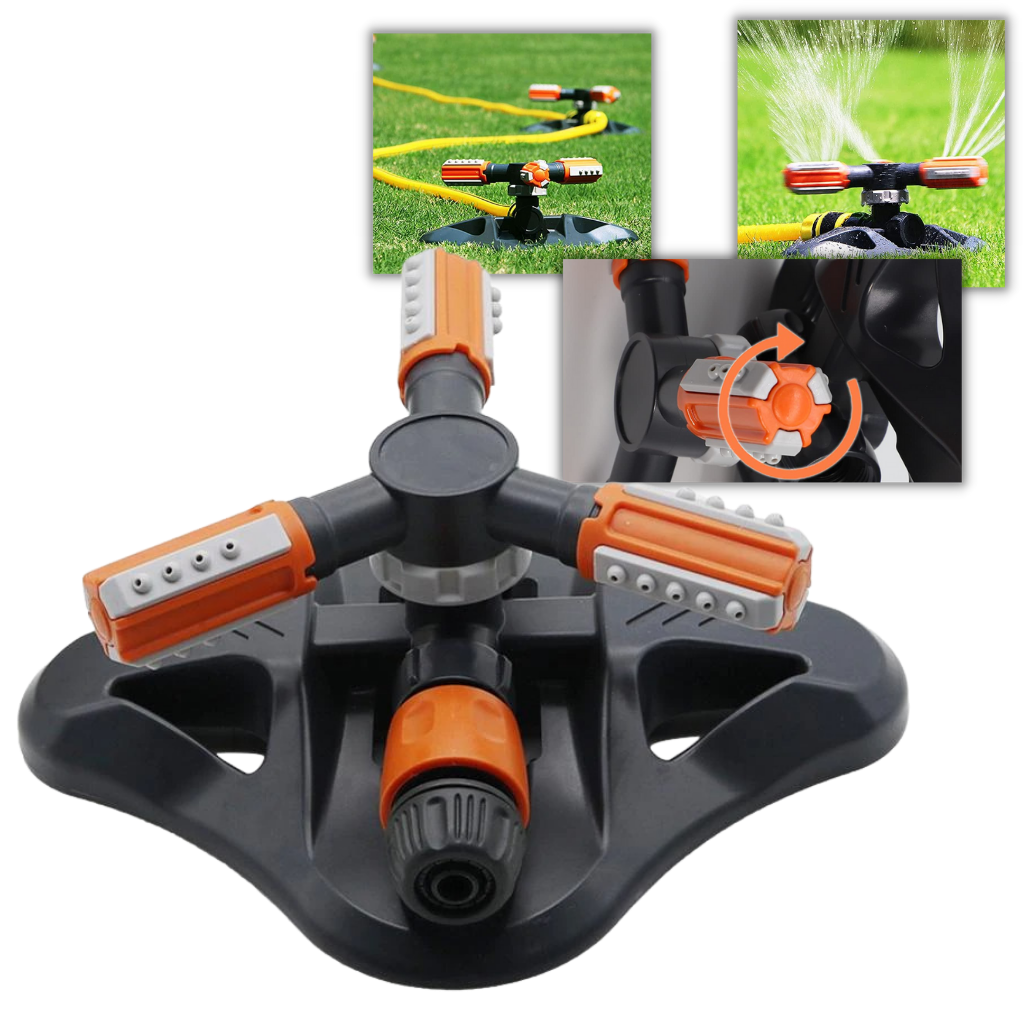 Arroseur Rotatif 360° Sur Trépied Acier Inoxydable - Kit Irrigation Jardin Avec Arroseur Zinc Réglable Jusqu'à 24m