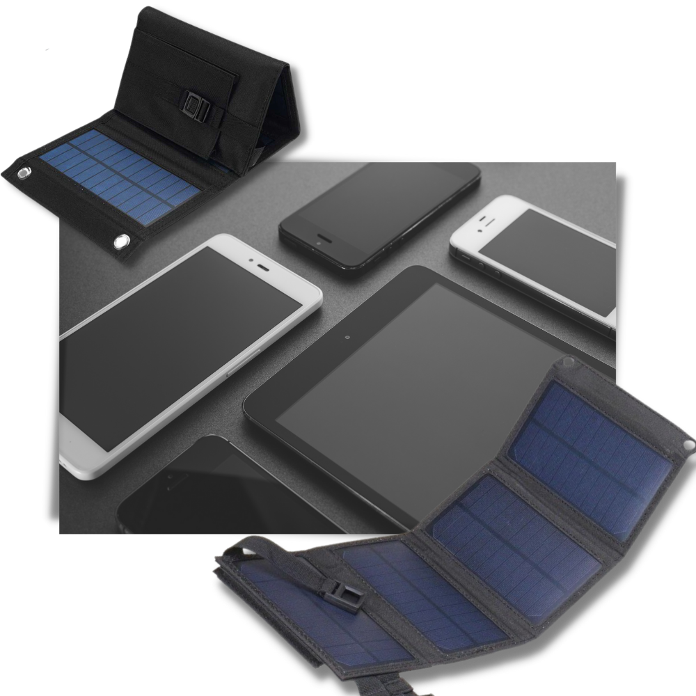 Chargeur portable à panneau solaire avec 2 ports USB - Ozerty