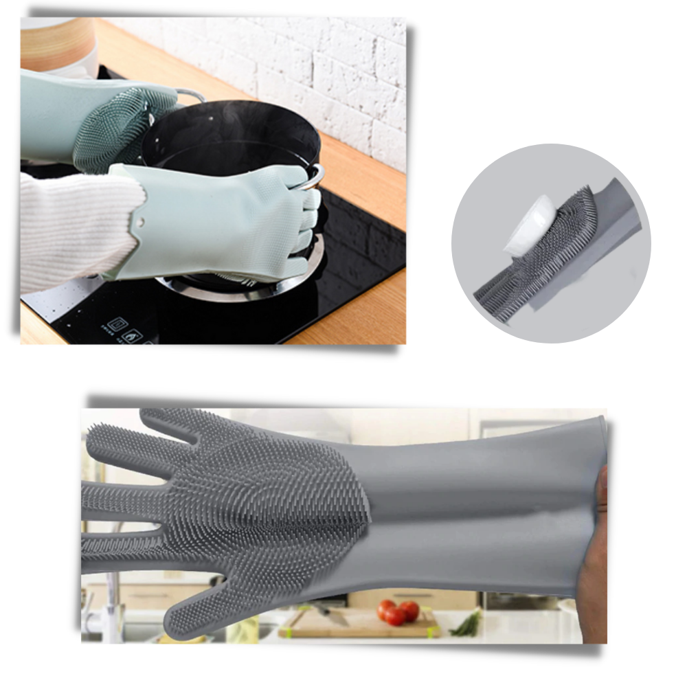 Gants de vaisselle en silicone à usages multiples - Ozerty