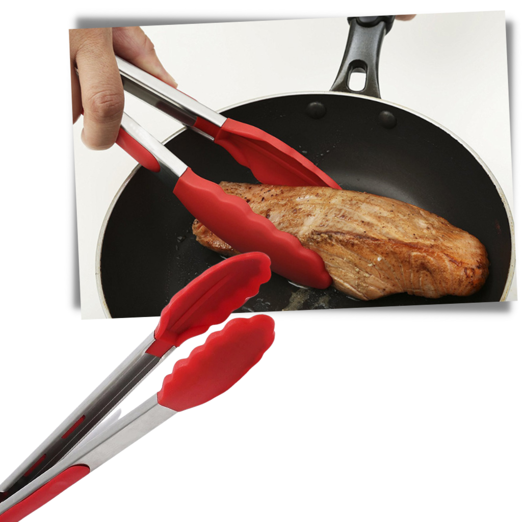 Barbecue tongs with silicone handle