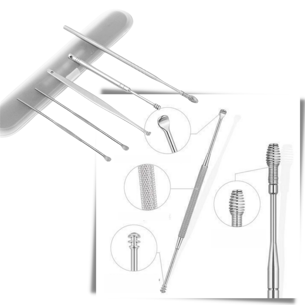 Set d'outils en acier inoxydable pour le nettoyage du cérumen  - Ozerty