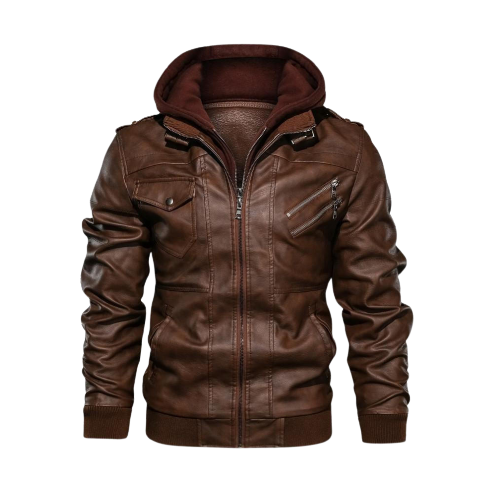 Veste de motard marron en cuir -Marron/SMarron/MMarron/LMarron/XLMarron/XXLMarron/3XL - Ozerty