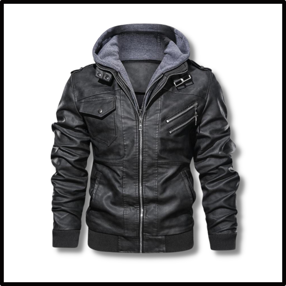 Veste de motard marron en cuir - Ozerty