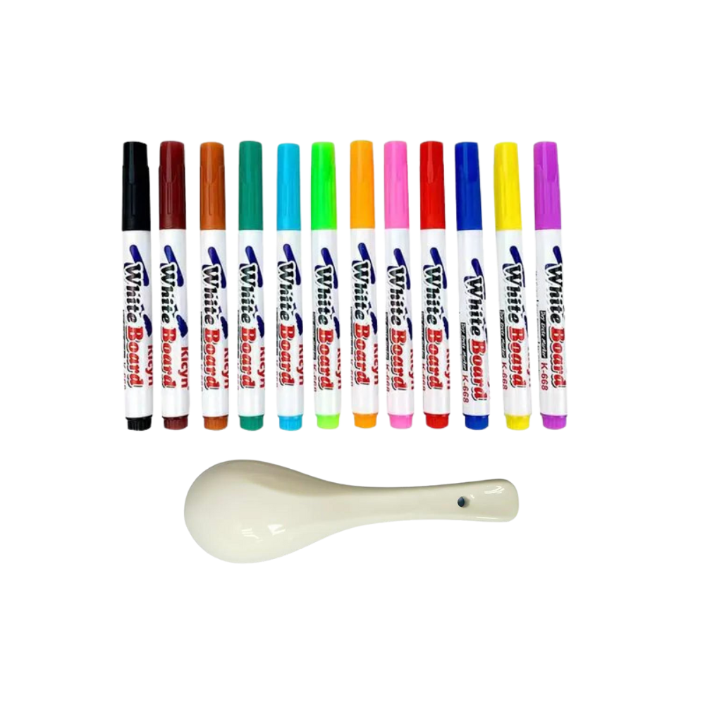Set de stylos de peinture à l'eau -12 couleurs + cuillère - Ozerty